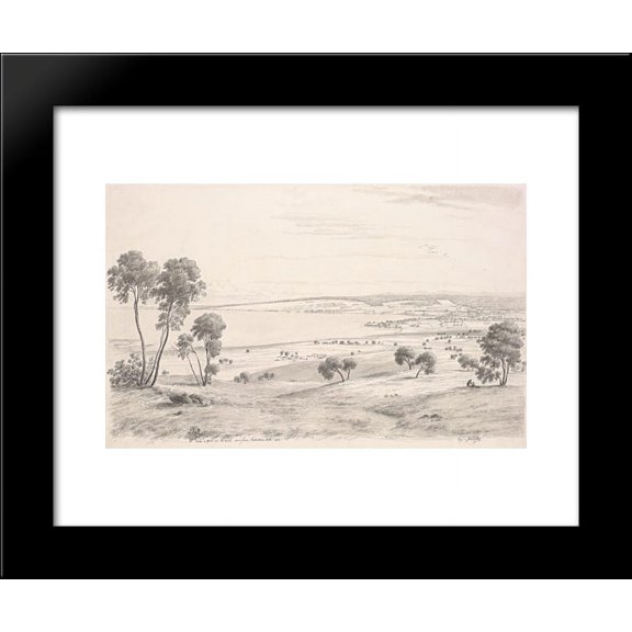 Colac and part of the lake seen from Robertson's Hill east 20x24 Framed Art Print by Eugene von Guerard