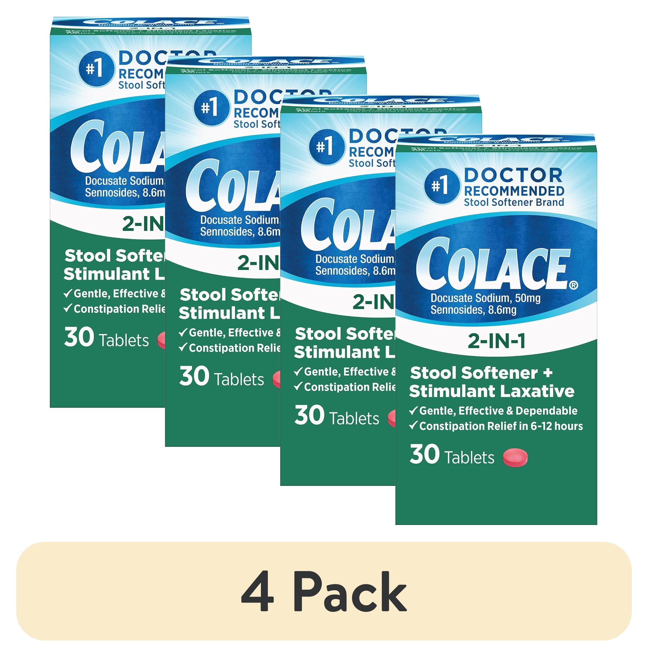 (4 pack) Colace 2 in 1 Stool Softener with Stimulant Laxative Tablets