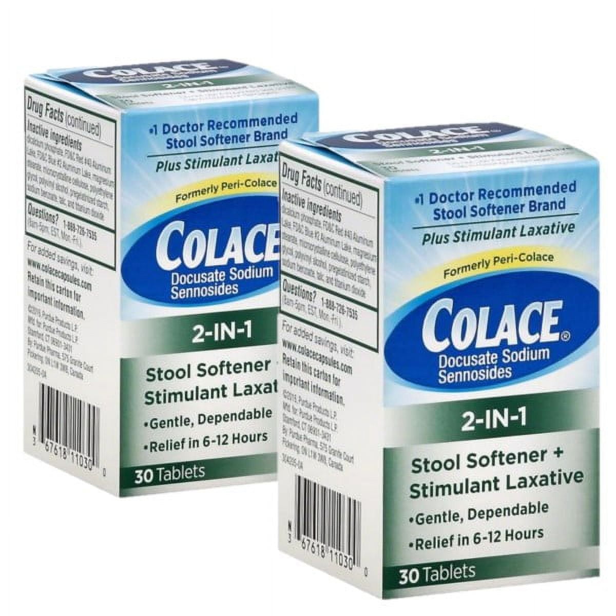 Colace (2 PACK) 2 in 1 Stool Softener & Stimulant Laxative 30 Count
