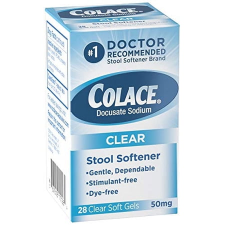 Colace Clear Docusate Sodium Stool Softener 50mg, 28 Count Per Box 2 Pack