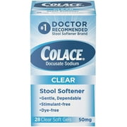 Colace Clear Docusate Sodium Stool Softener 50mg, 28 Count Per Box 2 Pack
