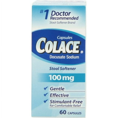Colace Docusate Sodium Gentle Effective Stool Softener 100mg, 60ct, 4-Pack