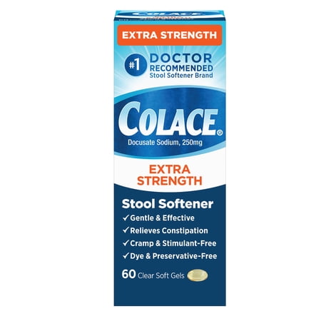 Colace Extra Strength Stool Softener - 60 Count, 250 mg Docusate Capsules
