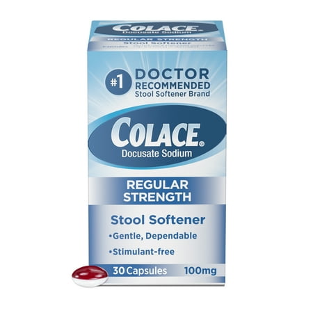 Colace Regular Strength Constipation Relief, Capsules, 100mg, 30 Count