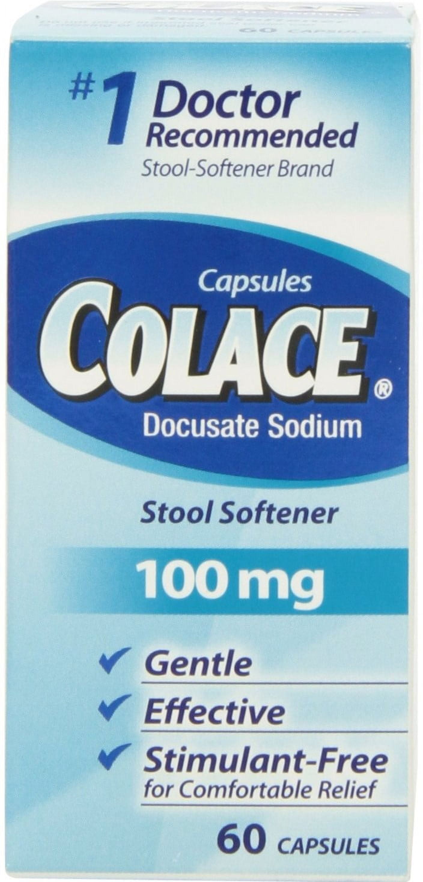 Colace DyeFree Stool Softener, 100 mg Capsules, 60 ea