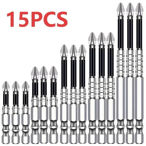 Colacoor Alloy High-Magnetic Screwdriver Drill Bit Set，Non-Slip Teeth Phillips Screwdriver Bit Set, Long Drill Bits for Electric Drills 18PCS