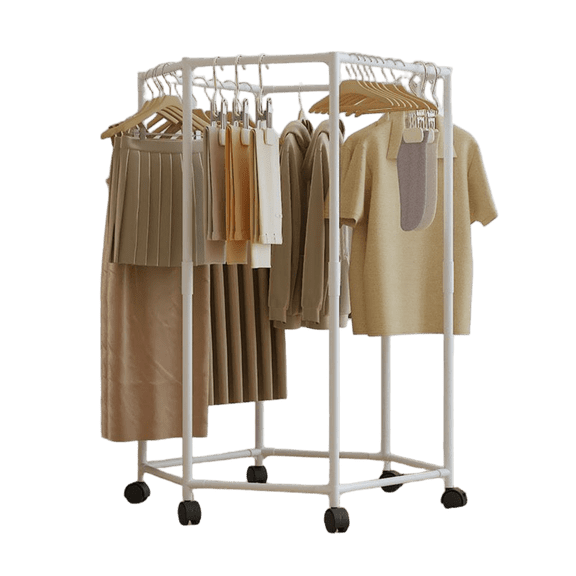 Colacoor Clothes Rack with Wheel, Portable Clothing Racks for Hanging Clothes, Bold Hexagon Multi Functional Garment Rack for Bedroom, Living Room