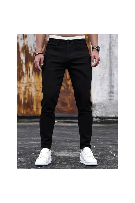 Men's Jeans Mens Elastic Waist Denim Pants Casual Loose Straight Jeans Rugged & Comfortable Black Jeans