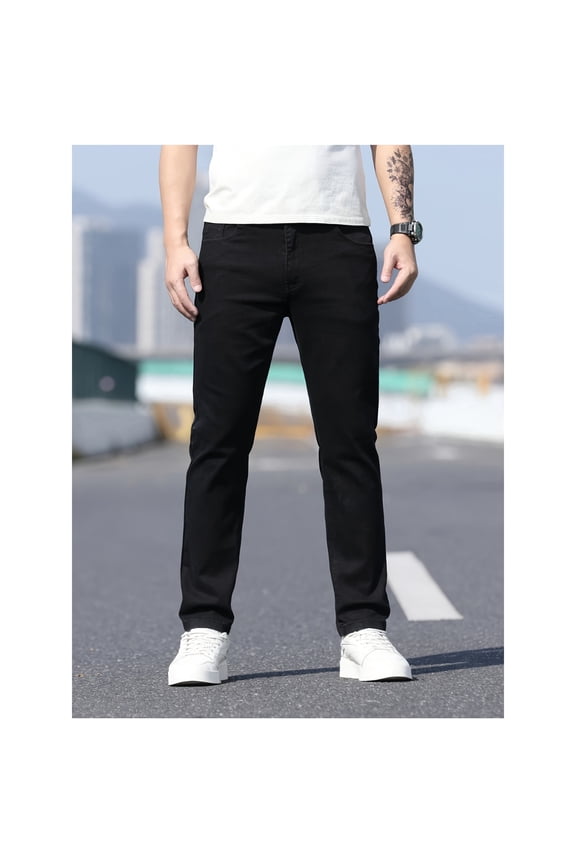 Men's Jeans Mens Elastic Waist Denim Pants Casual Loose Straight Jeans Rugged & Comfortable Black Jeans