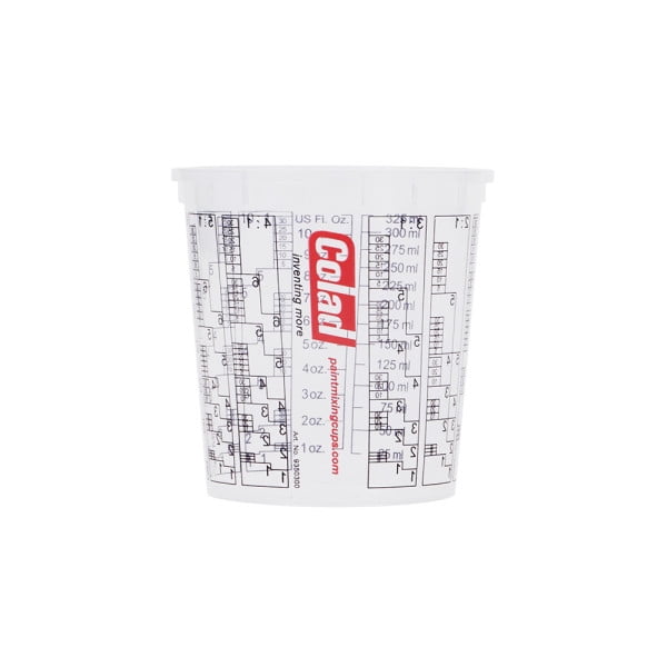 Colad Disposable Clear Solvent Resistant Paint Cups with Printed Mixing Ratios for Automotive