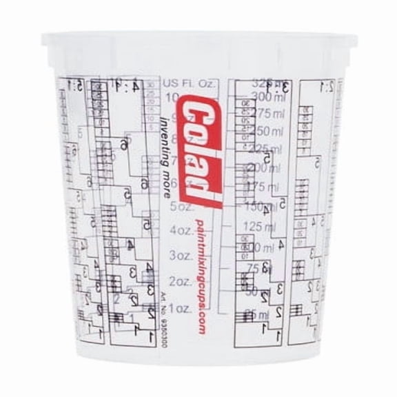 Colad Disposable Clear Solvent Resistant Paint Cups with Printed Mixing Ratios for Automotive Paint (350ml, 150 count)