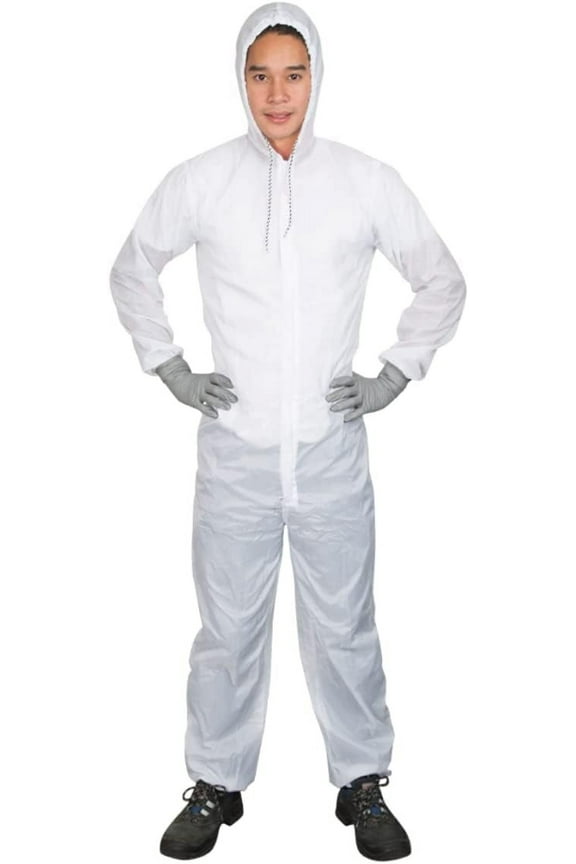 White Lightweight Durable Nylon Protective Coverall Spray Painting Overalls Size XX-Large