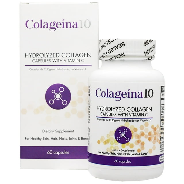 Colageina 10 Collagen Capsules with Vitamin C for a Younger Look, Anti-Aging, 60 Capsules.