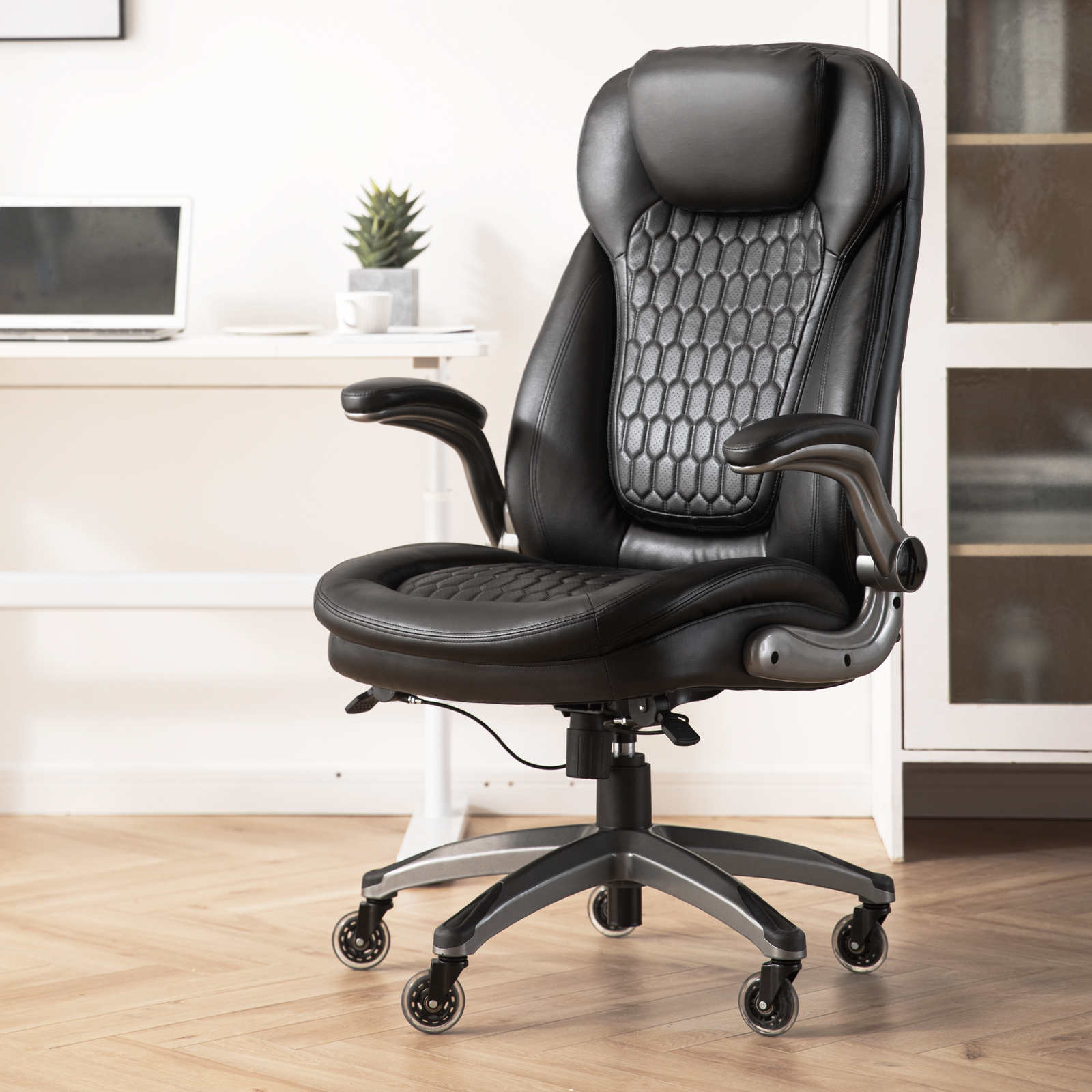 Colamy High Black Ergonomic Executive Swivel Rolling Computer Chair ...