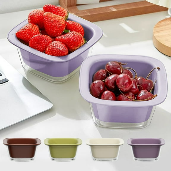 Colander - Basket Bowl Kitchen Strainer Food-grade Material Stackable Storage for Washing Vegetables and Fruit, 5.7 x 5.7 x 2.8 in, (Green), JASKFLY