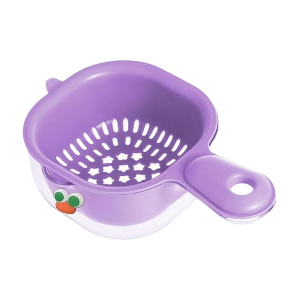 Colander Bowl,Dual-Layer Draining Basket With Handle,Large Capacity Plastic Food Strainer for Vegetables and Fruits,Reusable Kitchen Vegetable Drainer Bowl With Strainer(7.67x4.72x2.36")(Purple)