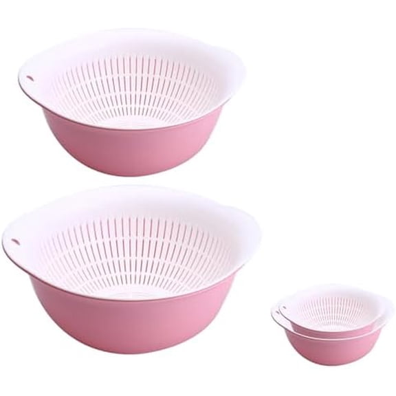 Colander Bowl Set of 2, Nesting Large Capacity Plastic Food Strainer for Pasta, Vegetables and Fruits Washing Draining Basket, Space Saving, BPA Free