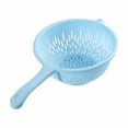 thumbnail image 1 of Colander With Handle For Washing Fruits And Vegetables Compact Kitchen Drain Strainer For Food And Easy To Store For Home Use And Dark Blue Blue White Deep Stopper Strainer Steel Metal Corner, 1 of 4