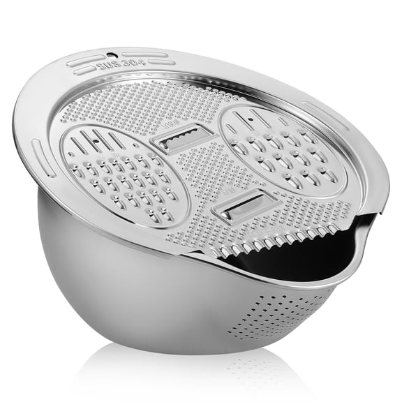 Stainless Steel Rice Washer Bowl for Kitchen Use Silver Multifunctional Strainer with Fine Mesh
