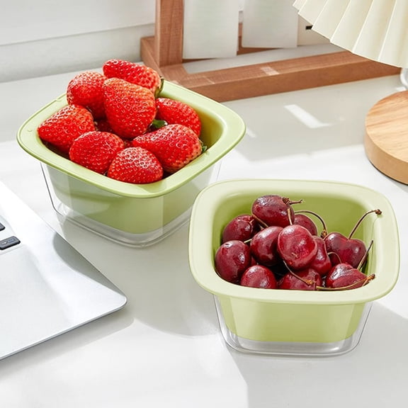 Colander Strainer with Washing Bowl, 2 -in-1 Plastic Kitchen Strainer/Colander & Bowl Sets for Fruit and Vegetable Wash, Drain (Green)