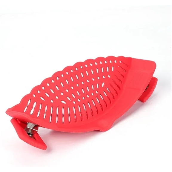 Colander Universal Clip-On Pan Strainer, Anti-Spill Food Grade Colander for Pasta, Fruit & Vegetables(Red)