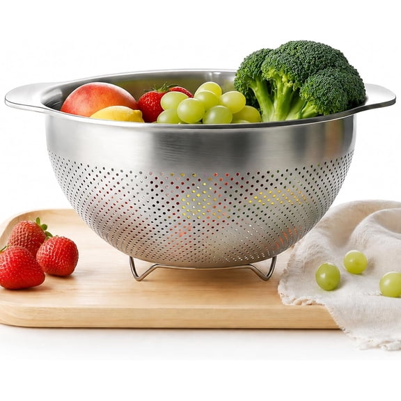 Colanders & Strainers,Stainless Steel Colander,1 Pcs Kitchen Strainers(5QT),2mm Micropore Strainer for Pasta, Rice, Vegetables,Dishwasher Safe Metal Colander with Handles,Kitchen