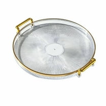 Colanlan Clearance! 1 Round Serving Tray Round Serving Tray Plastic Tray with Handles Decorative Platter for Coffee Table Breakfast Drinks Snack Fruit Gold