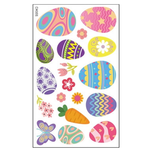 Colanlan Easter Egg Decorative Wall Stickers, Easter Bunny & Egg Wall Stickers Removable Window/Glass Decor for Home Mall Window Display (Reusable Festive Decals)