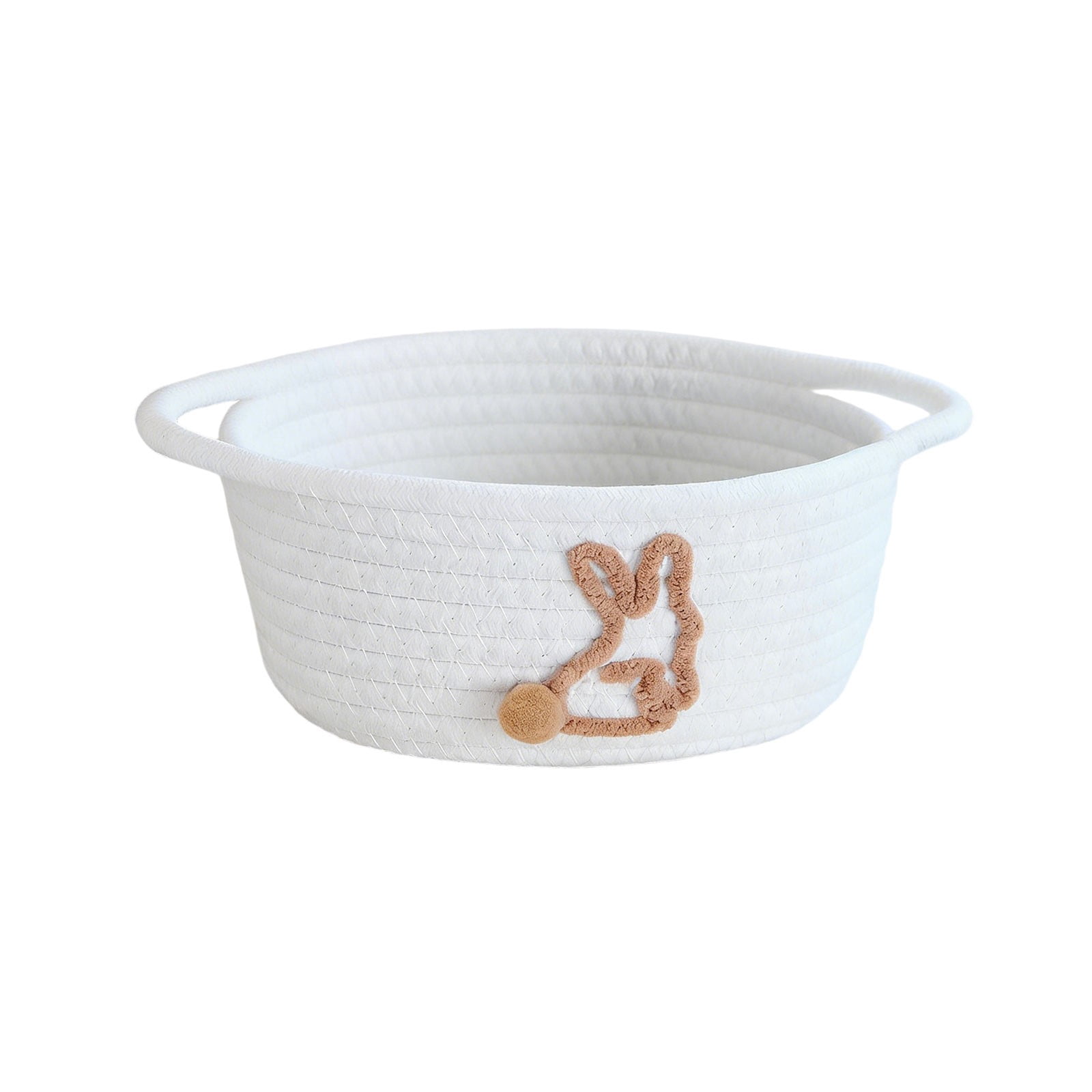 Colanlan Easter Knitted Storage Basket - White with Brown Rabbit, Small ...