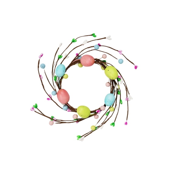 Colanlan Easter Wreath, Easter Egg Candle Rings Holder Wreaths Spring Egg and Berry Candle Rings Candle Holder Wreaths 4" Center for Easter Holiday Home Kitchen Table Centerpiece