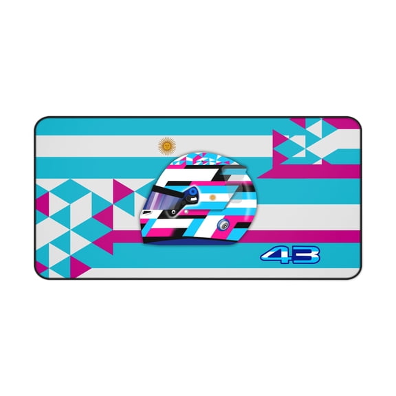 Pink Polar Franco Colapinto 43 Formula Racing 2026 Helmet Desk Mat - Large Extended Gaming Mouse Pad, Premium Grand Prix Style Workspace Decor, Non-Slip