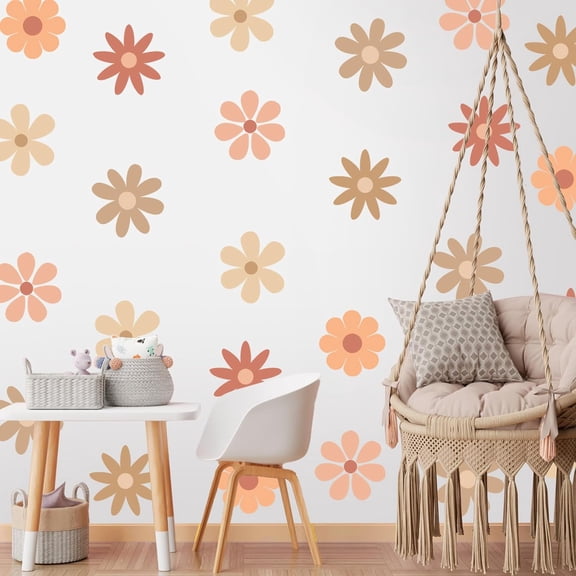 Colarr 36 Pcs 6 Sheets Daisy Wall Decals Flower Wall Stickers Big Daisy Wall Stickers Peel and Stick Floral Stickers Wallpaper for Kids Girls Nursery Playroom Bedroom Living Room Wall Decor(Stylish)