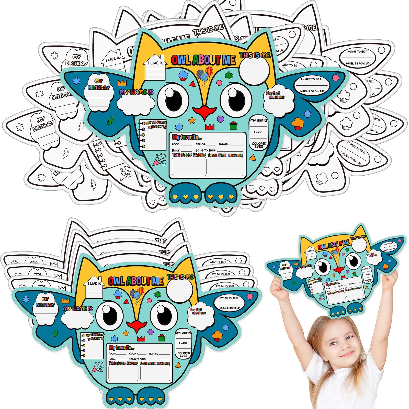 Student Posters Owl All About Me Posters - 40 Pack Student Activity ...