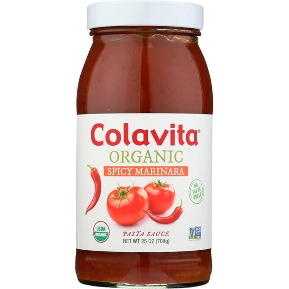 Colavita Organic Spicy Marinara Sauce, 25 Ounce - Made with Fresh Tomatoes and Organic Ingredients, Perfect for Pasta and Pizza