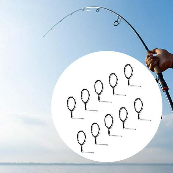 Colaxi 10 Pieces Fishing Rod Guide Kits Professional Stainless Steel Wear Resistant Fly Rod Guide Steel Guide for Fishing Parts 2.6mm