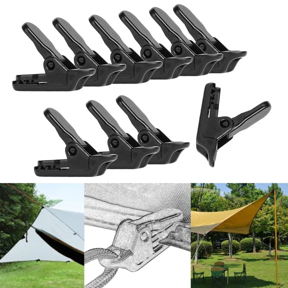 Colaxi 10Pcs Tarp Awning Clips Tighten Lock Grip Fasteners Canopy Buckles Canopies Clamps for Swimming Pool Covers Sunshades Camping black