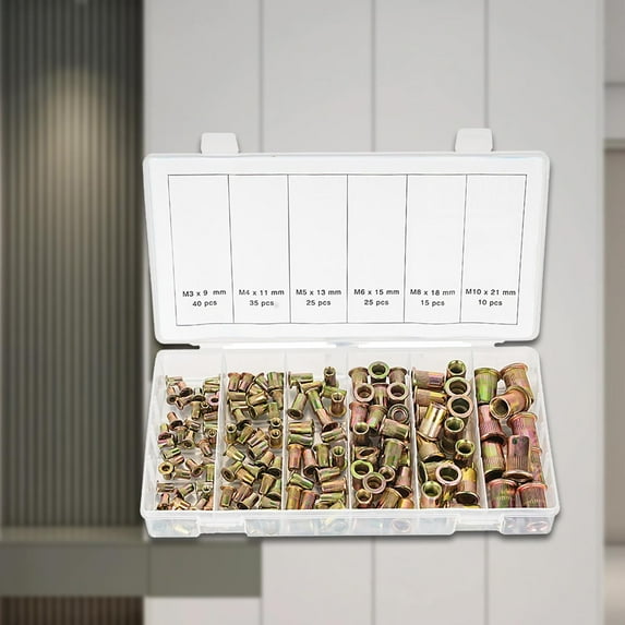 Colaxi 150x Rivet Nuts Hardware Nuts Sturdy Metal Fasteners Various Sizes Flat Head for Metal Nut Insert Tool Kits for Workshop Home