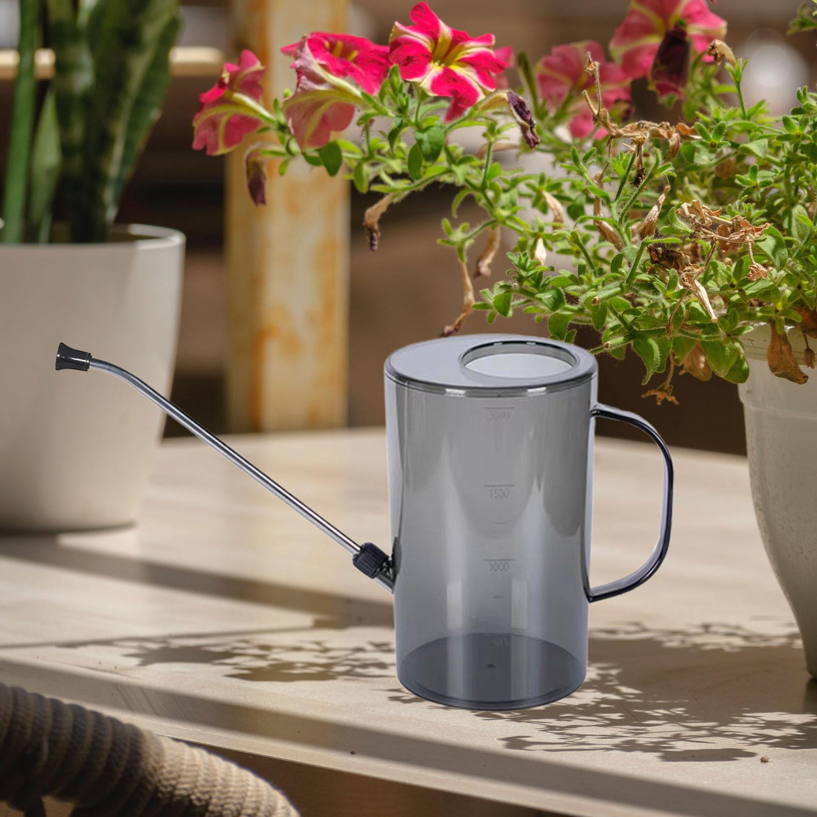 Colaxi 2000ml Indoor Watering Can Indoor Watering Equipment Portable Plant Watering Can Long Nozzle for Flower Bonsai Indoor Outdoor Gray