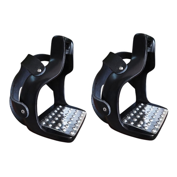 Colaxi 2Pcs Horse Riding Stirrups English Riding Protection Saddle Anti Slip Horse Saddle Stirrups for Equestrian Sports Accessories Black