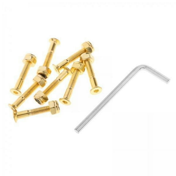 Colaxi 2x 8 Pieces Skateboard Hardware Set Skate Bolts Parts Standard Longboard Hex Key Wrench Mounting Screws Bolts Set, 1 Inch