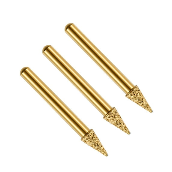 Colaxi 3Pcs Grinding Bit Grinding Head Cone Shape, Diamond Grinding Burr Drill Bit,Grinding Mounted Point for Stone Polishing , 8mm