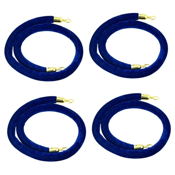 Colaxi 4 Pieces Velvet Stanchion Rope 150cm/59inch Accessories Stylish Crowd Control Security Barriers for Posts Stand Queue Divider Blue