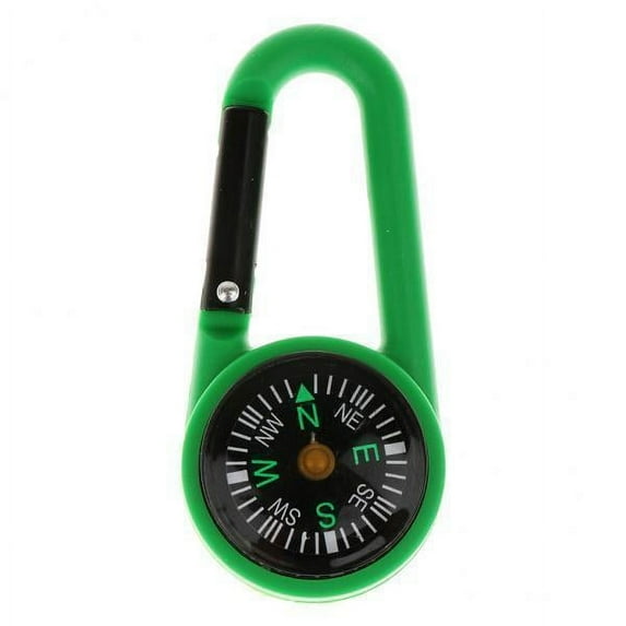 Colaxi 5xMini Compass Camping Hiking Carabiner Outdoor Guiding Keychains Green 5 Pcs