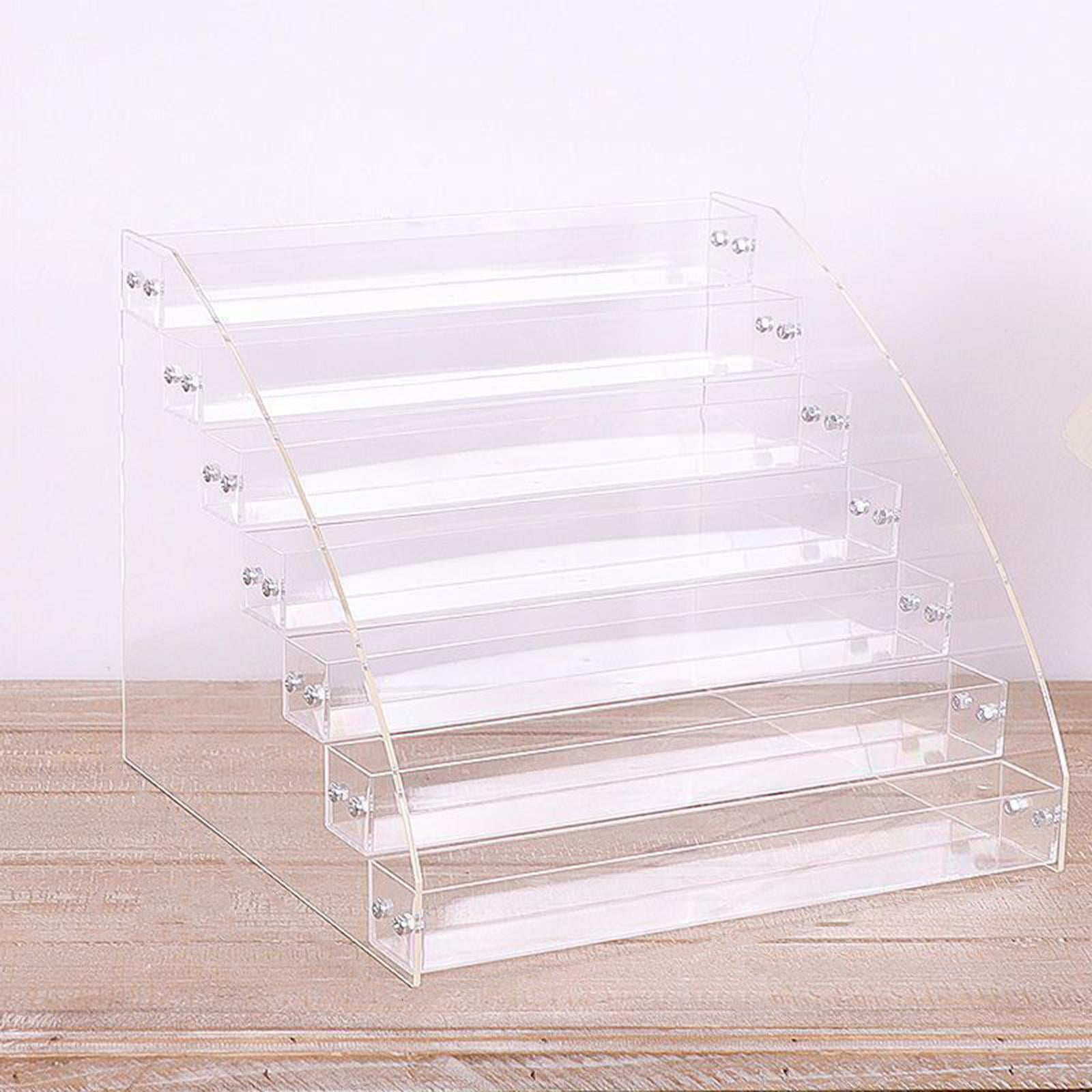 Colaxi Acrylic Business Card Holder Display Stand, Desktop Dispenser Office Home Supplies Display Shelf for Toy Stationerry Lipstick 7 Tier