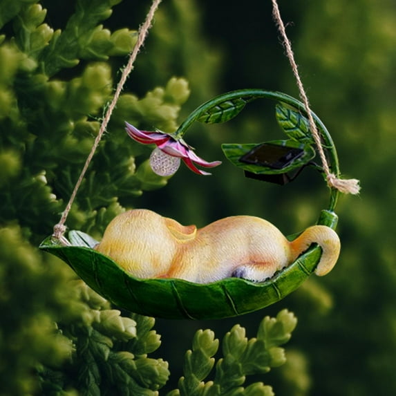 Colaxi Animal Hanging Solar Light Decorative Solar Light Statue Art Garden Light Garden Decoration for Pathway Indoor Farmhouse Lawn Yellow Dog