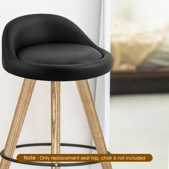 Colaxi Bar Stool Replacement Seat Top Waterproof Repair Parts Easy Installation with Low Backrest PU Leather for Club Bar Restaurant Black