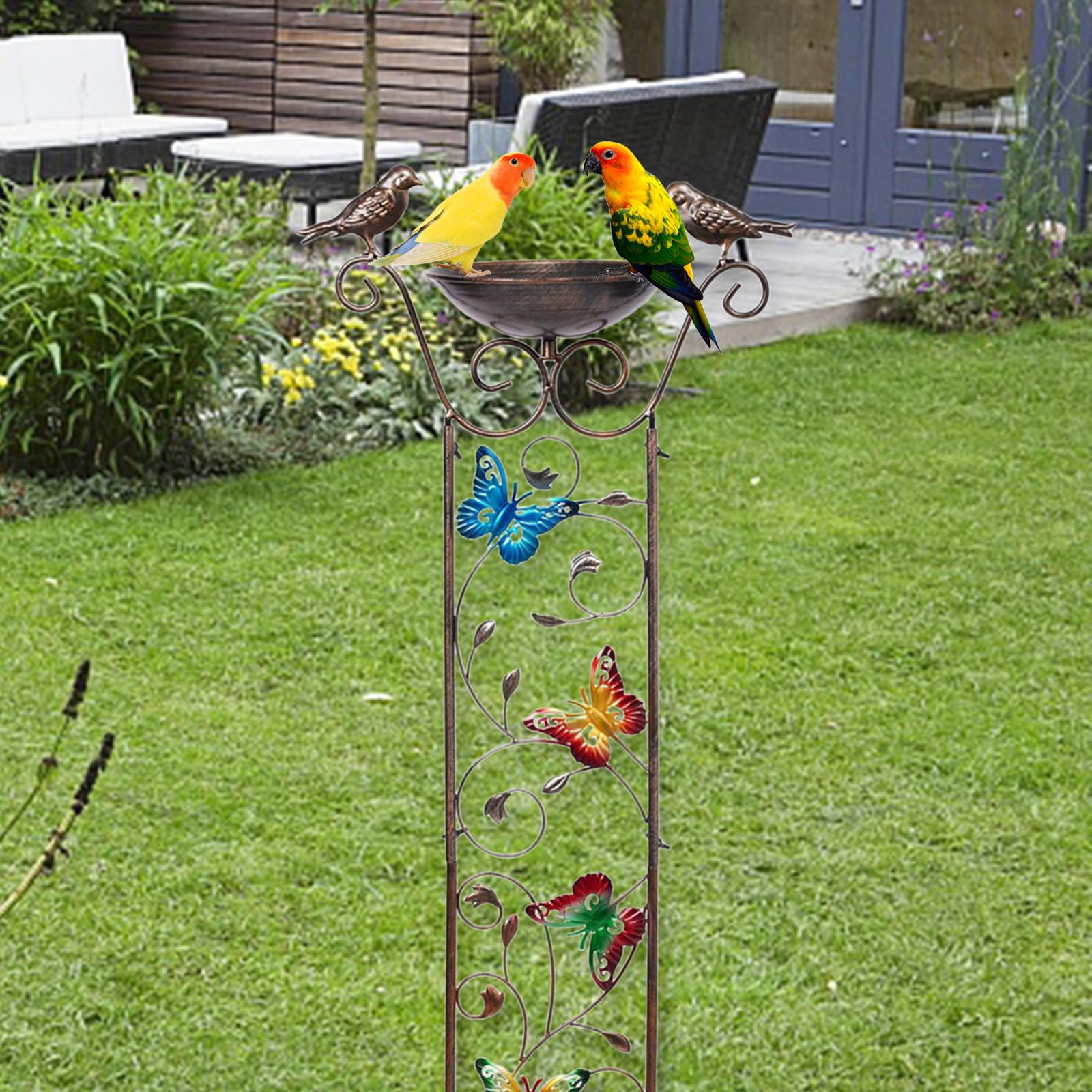 Colaxi Bird Bath with Garden Trellis 14.3x39inch Garden Plant Support for Climbing Flowers Vines Multifunctional Simple Installation Butterfly