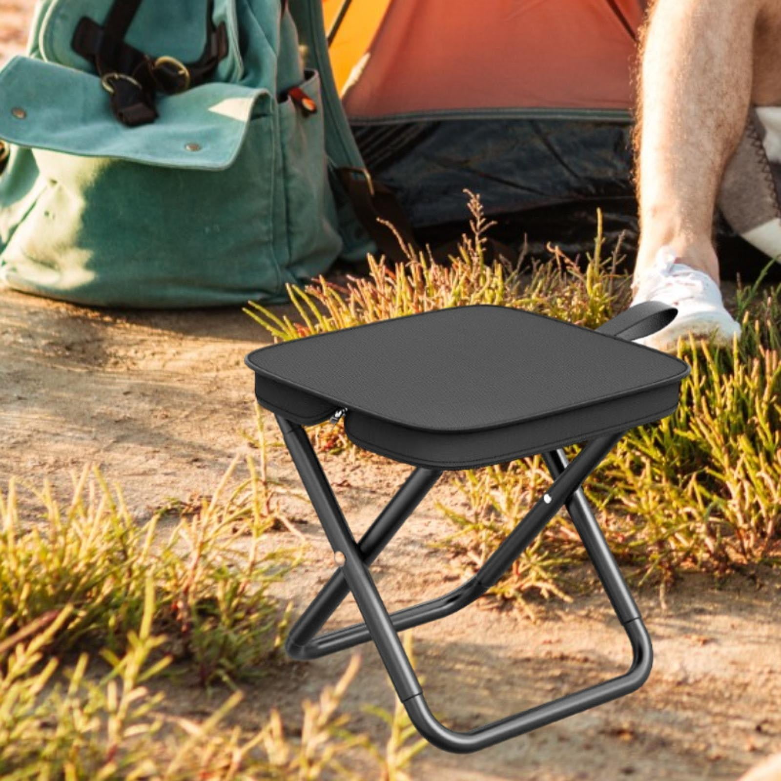 Colaxi Camping Stool Foldable Small Chair Heavy Duty Carbon Steel Frame Picnic Chair Portable Folding Stool Fishing Stool for Picnic Black 28.5x24x23cm
