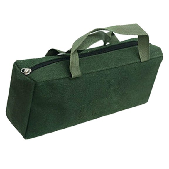 Colaxi Canvas Tool Storage Bag Zipper Handbag Multipurpose Waterproof Wide Mouth Opening for Plumber Technicians Professional Green 35x16x8cm