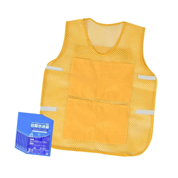 Colaxi Cooling Vest Portable with 8 Ice Packs for Hot Weather Work Gardening Men Women Yellow
